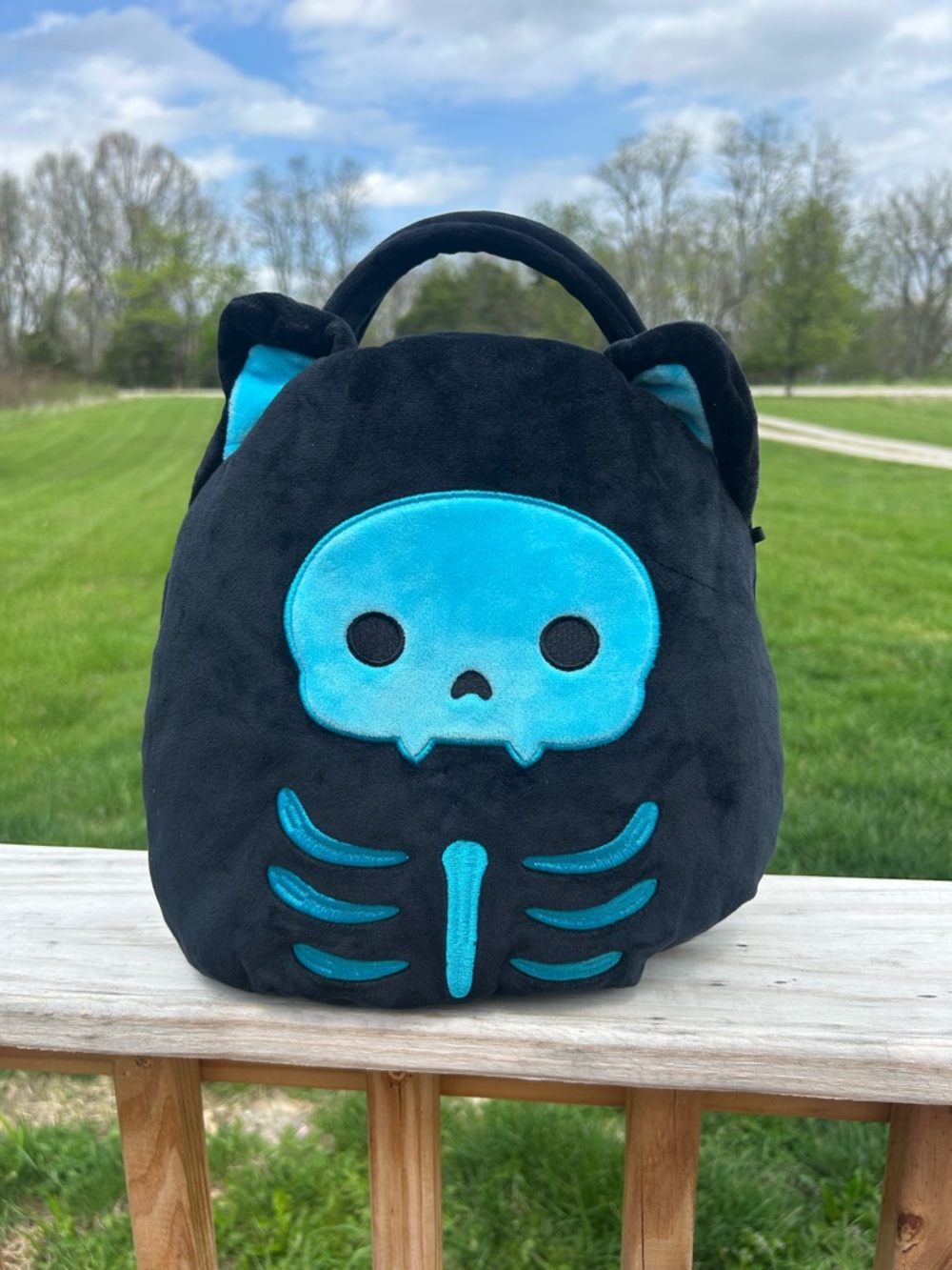 Squishmallows Original Stump the‎ Skeleton Cat-Soft Plush Candy Bucket- Bag Flaw